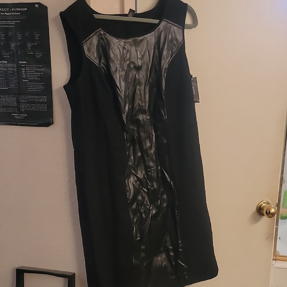 Black Faux Leather Panel Dress